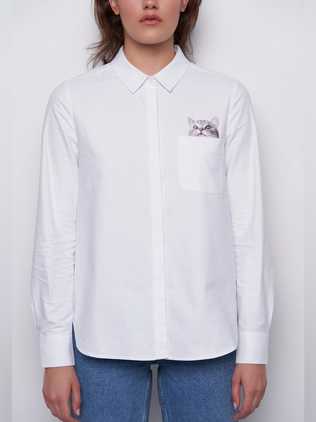 New Paul & Joe Sister Chaperche Shirt Blanc White Nwt Designer Cat Women’s Xs